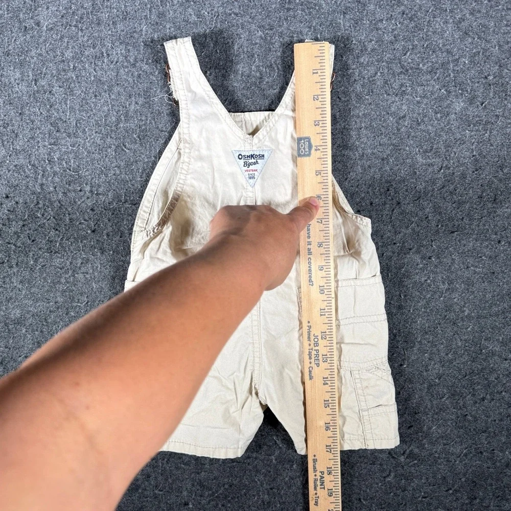 OshKosh B'gosh Baby Boy 9M Khaki Nautical Crab Seagull Vestbak Cotton Shortalls